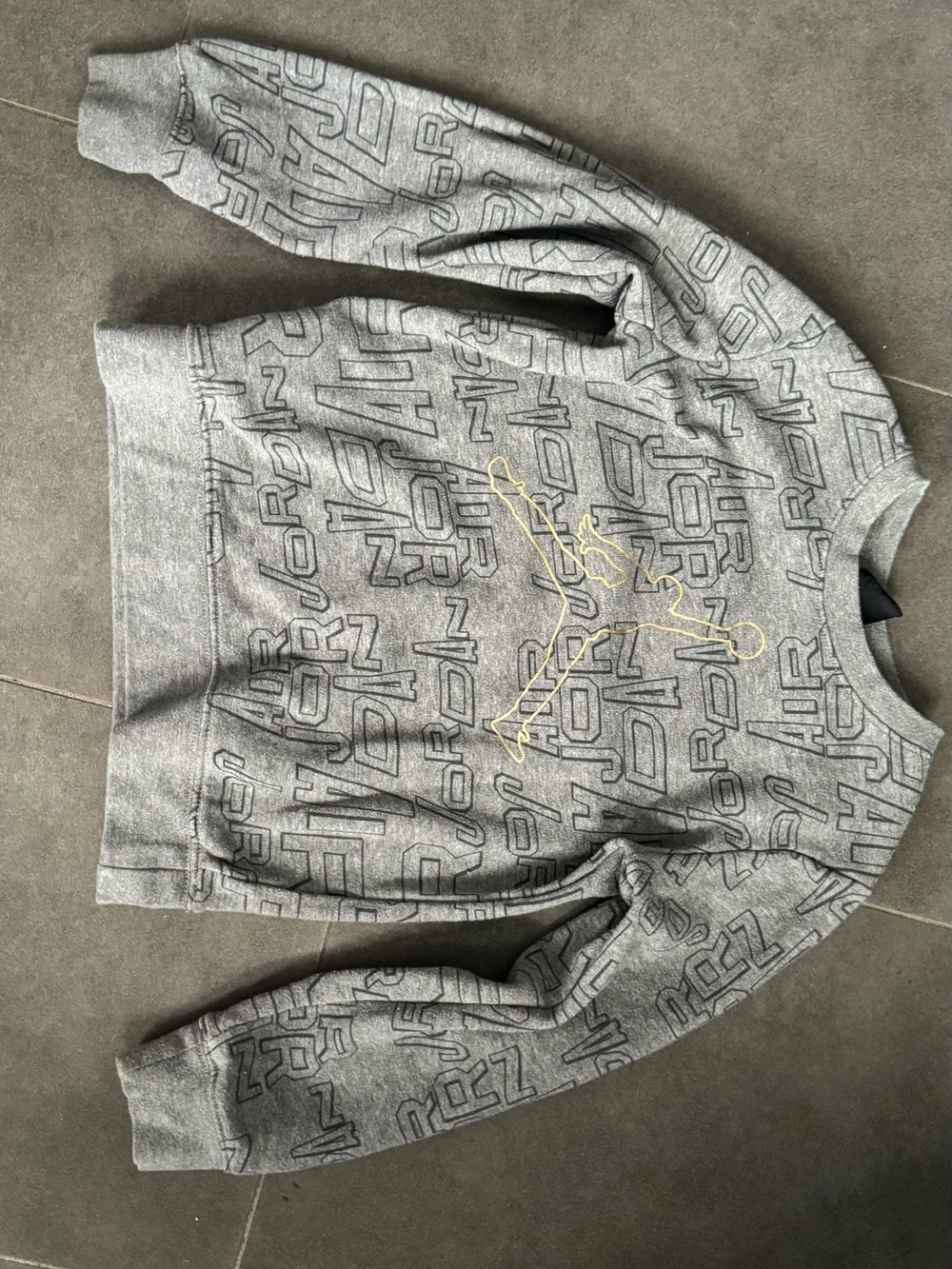Jordan Grey Crewneck Sweatshirt with Gold Jumpman Outline